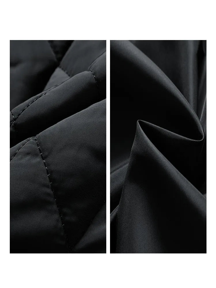 Men's Padded Jacket - Diamond Quilted - Stand Collar - Zipper Closure - Slim Fit