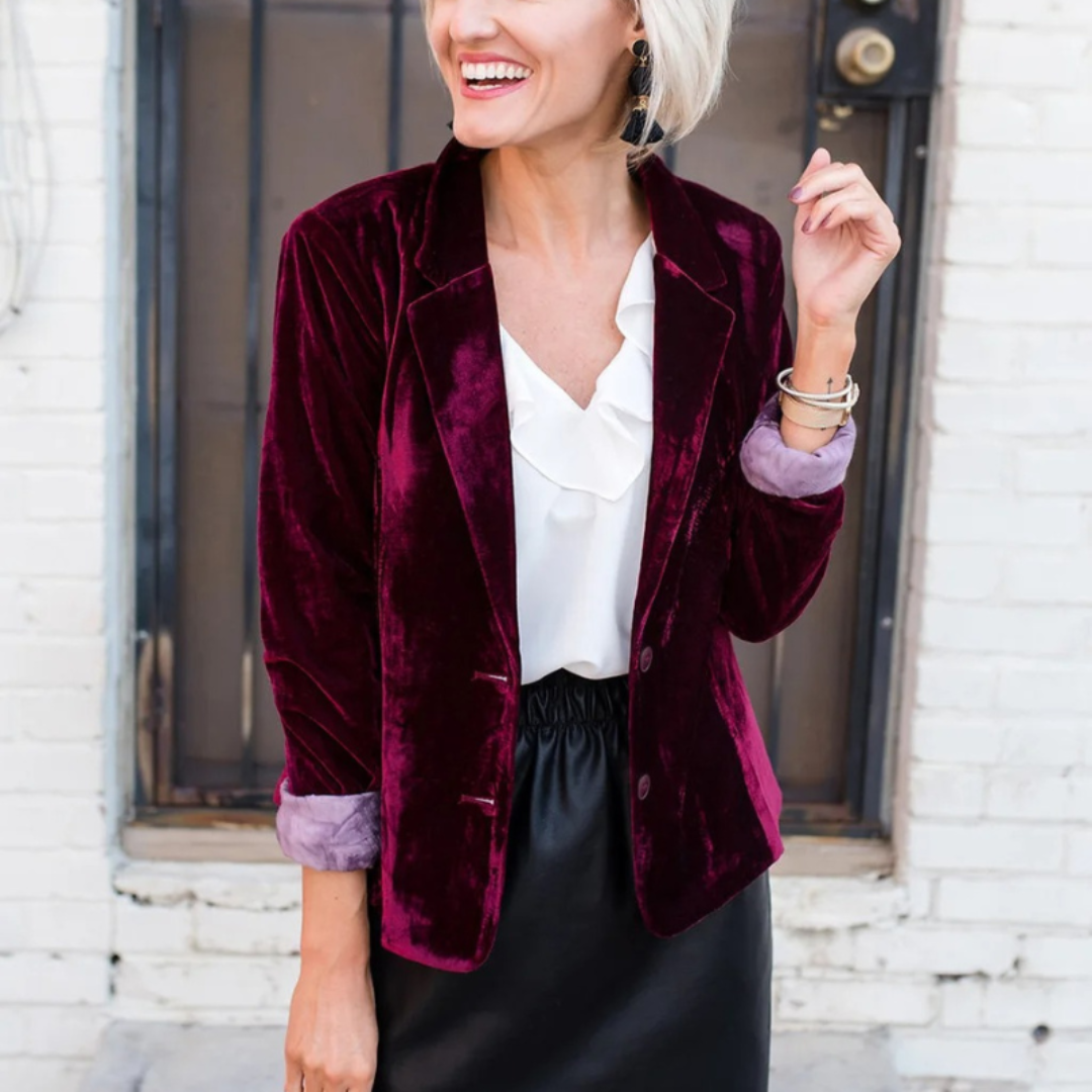 Women's Blazer – Luxurious Fabric – Relaxed Fit – Single-Breasted – Elegant Layered Garment