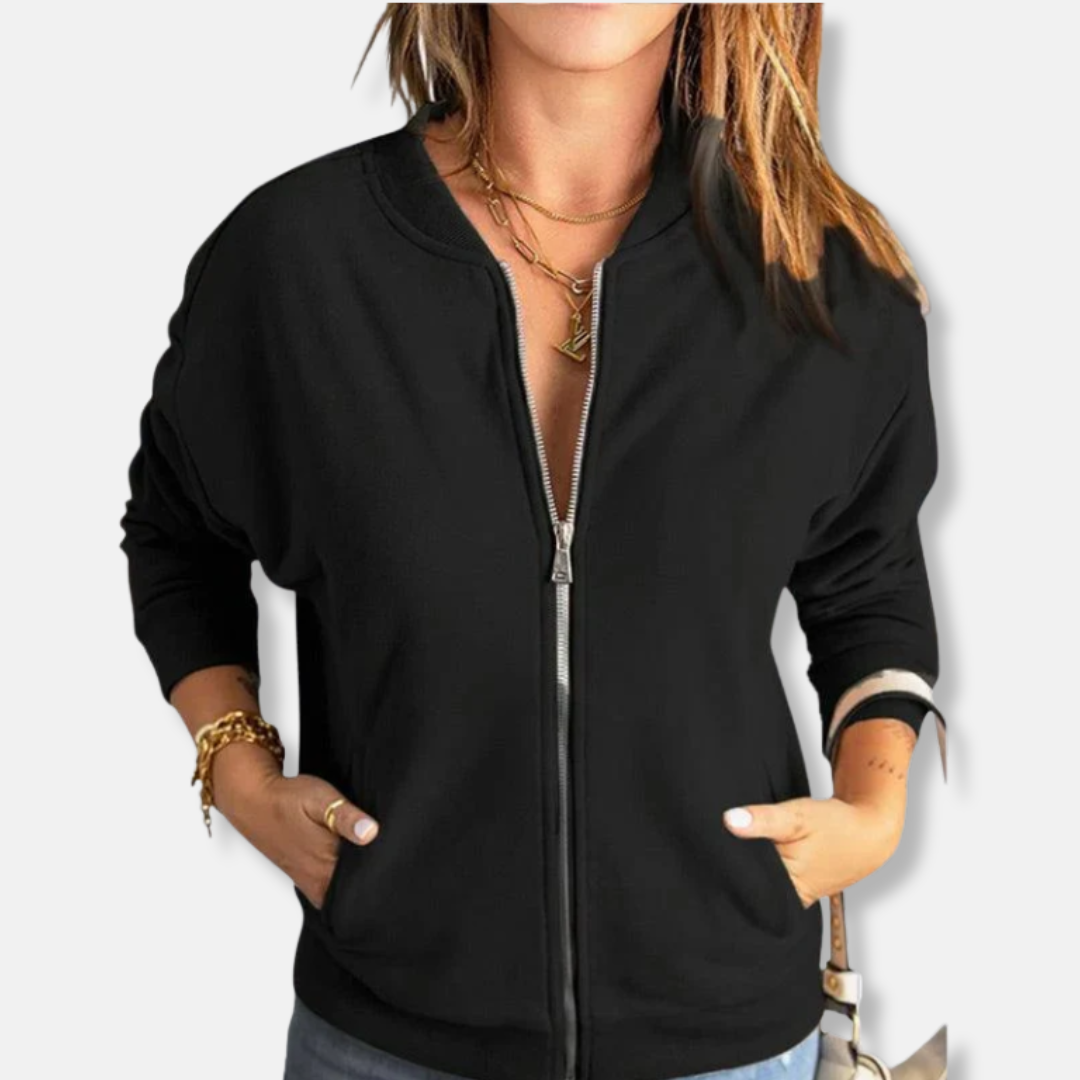 Women's Jacket – Lightweight – Relaxed Fit – Zipper – Ribbed Edge