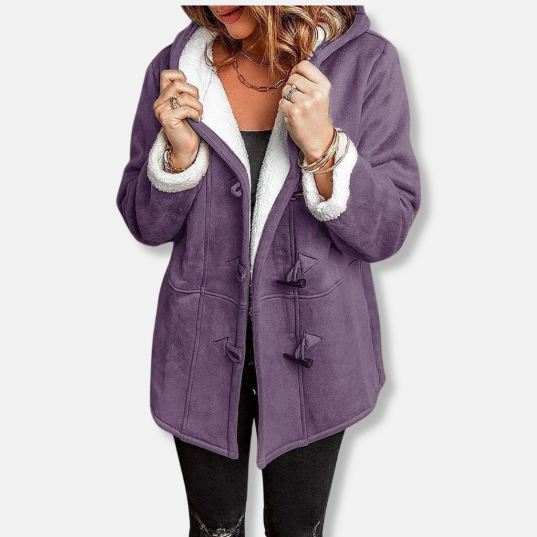 Women's Fleece Jacket – Hood – Fur-Lined – Relaxed Fit – Mid-Length