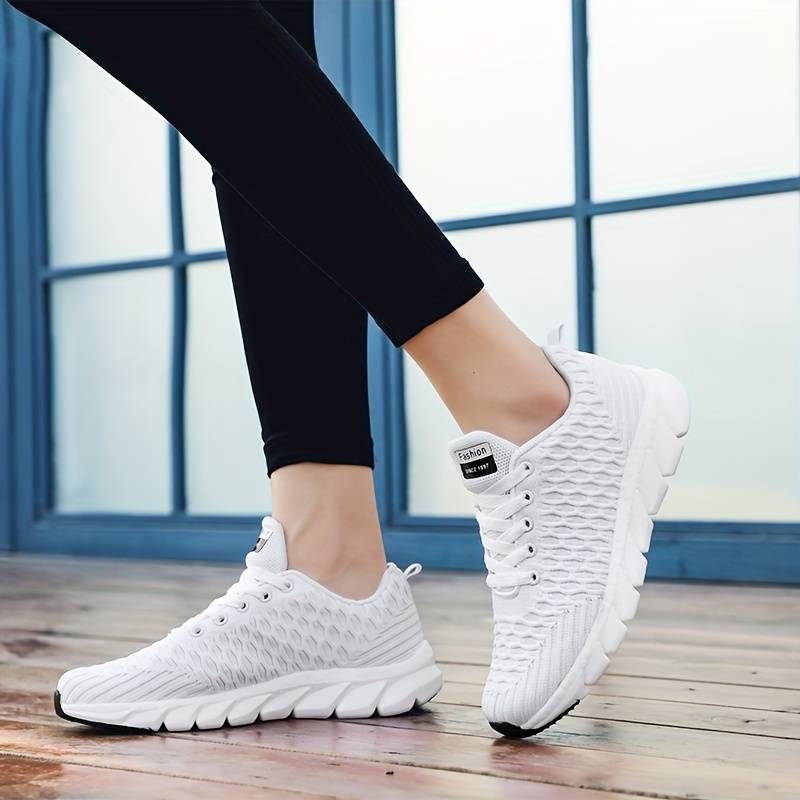 Women's Sneakers – Soft Knit – Low Top – Breathable Comfort – Memory Foam Sole