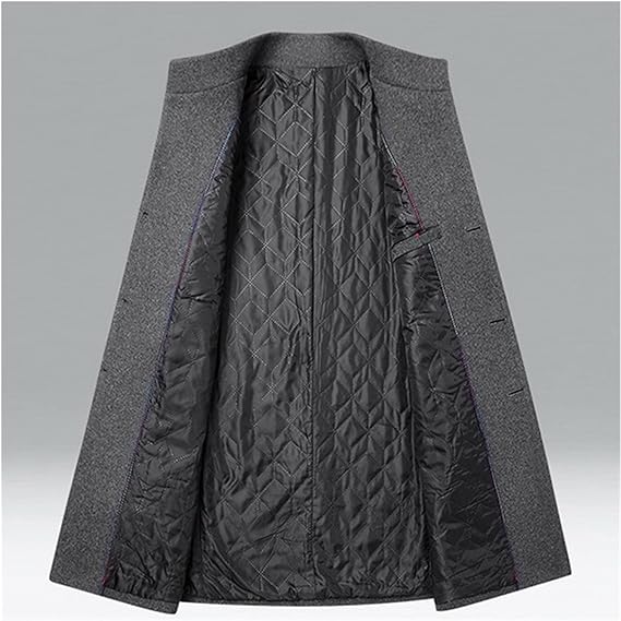 Men's Coat - Wool Blend - Tailored Fit - Single-Breasted with Stand Collar