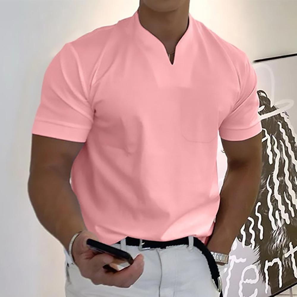 Men's Shirt – Slim Fit – Short Sleeve – Breathable Fabric – Mandarin Collar