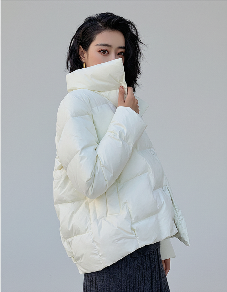 Women's Jacket – Padded Quilted Design – Regular Fit – High Collar – Zipper