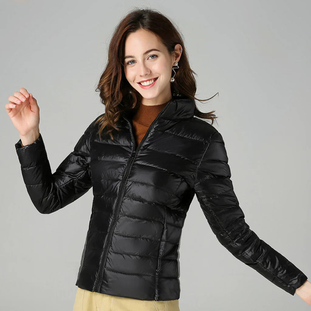 Women's Jacket – Waterproof – Slim Fit – Padded – Hip Length – High Collar