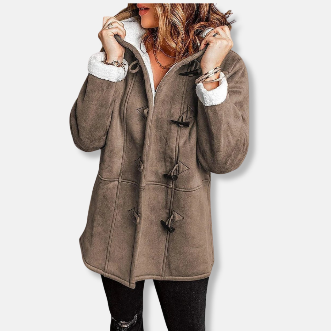 Women's Fleece Jacket – Hood – Fur-Lined – Relaxed Fit – Mid-Length