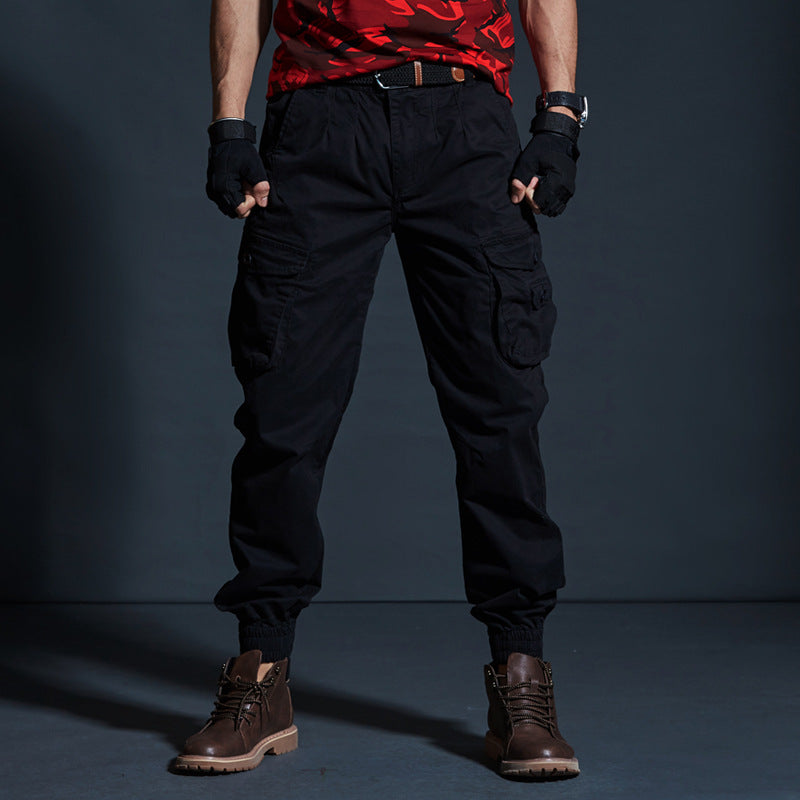 Men's Pants Cargo – Tactical Fit – Breathable Cotton – Elastic Cuff – Multi-pocket