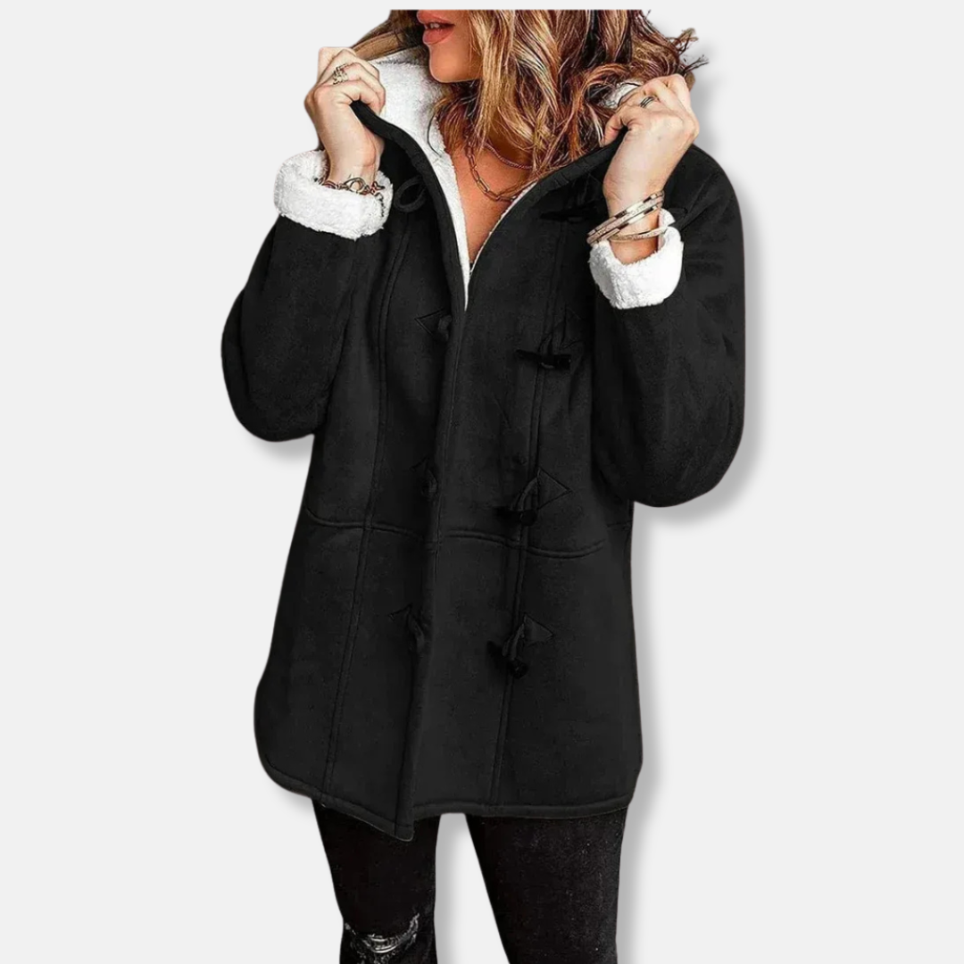 Women's Fleece Jacket – Hood – Fur-Lined – Relaxed Fit – Mid-Length