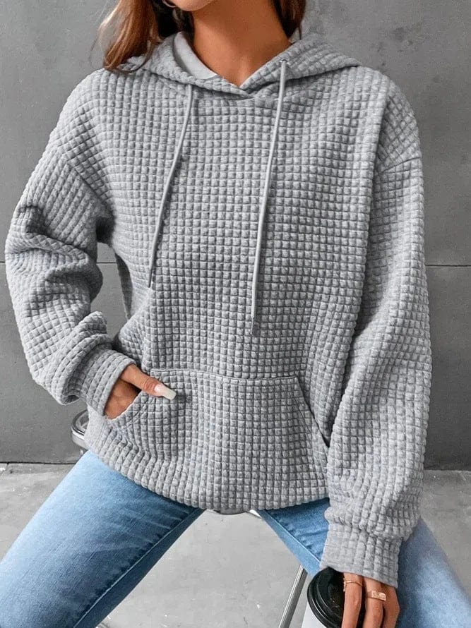 Women's Hoodie – Quilted Fabric – Relaxed Fit – Drawstring Hood – Kangaroo Pocket