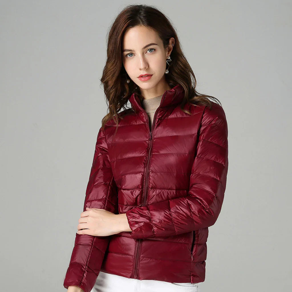 Women's Jacket – Waterproof – Slim Fit – Padded – Hip Length – High Collar