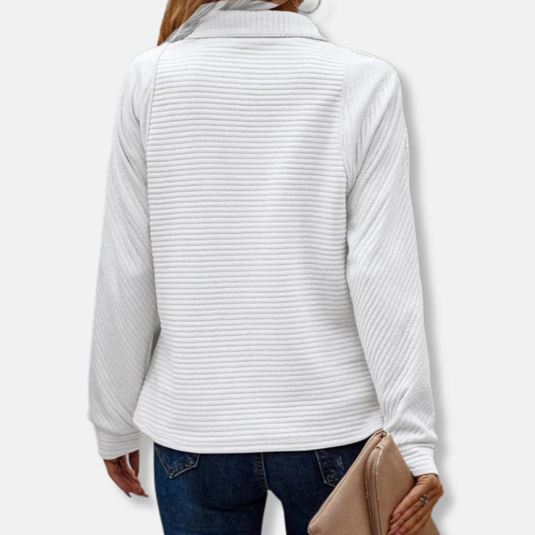 Teresa Relaxed Fit Half-Zip Sweater | Ribbed Half-Zip Sweater