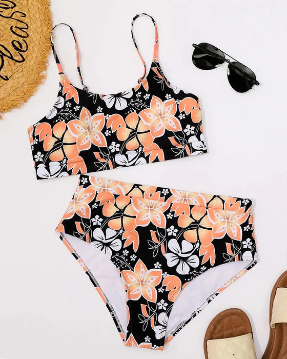Women's Bikini Set – High Waist – Tank Top – Floral Print – Breathable Fabric
