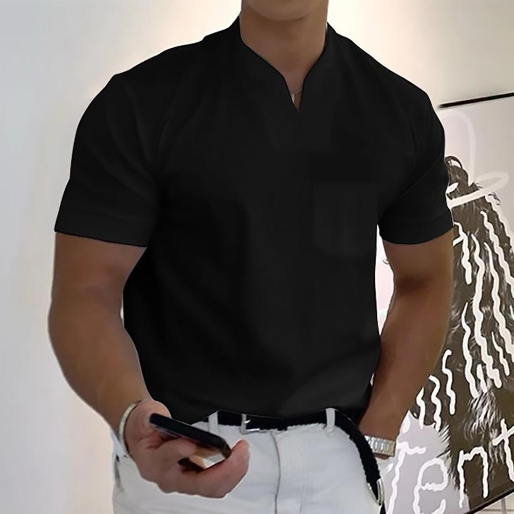 Men's Shirt – Slim Fit – Short Sleeve – Breathable Fabric – Mandarin Collar
