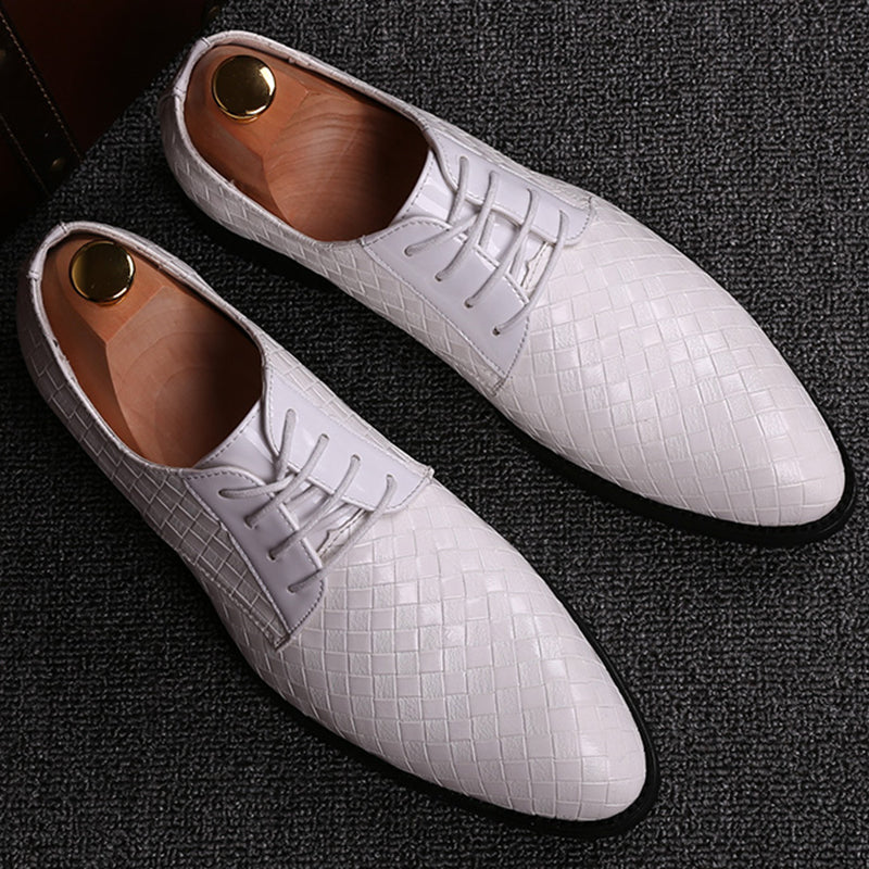 Men's Shoes – Formal Lacing – Streamlined Fit – Woven Leather Texture
