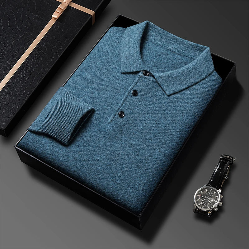 Men's Sweater with Polo Collar – Wool Blend – Regular Fit – Ribbed Edges – Three Buttons