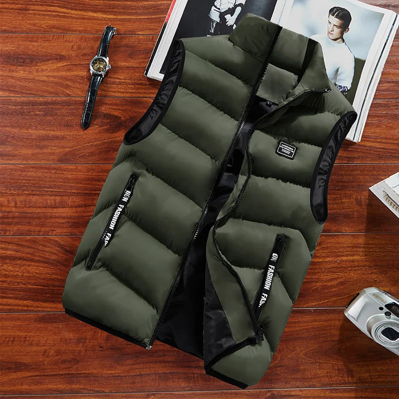 Men's Vest – Padded – Relaxed Fit – High Collar – Water-Repellent – Zipper Pockets