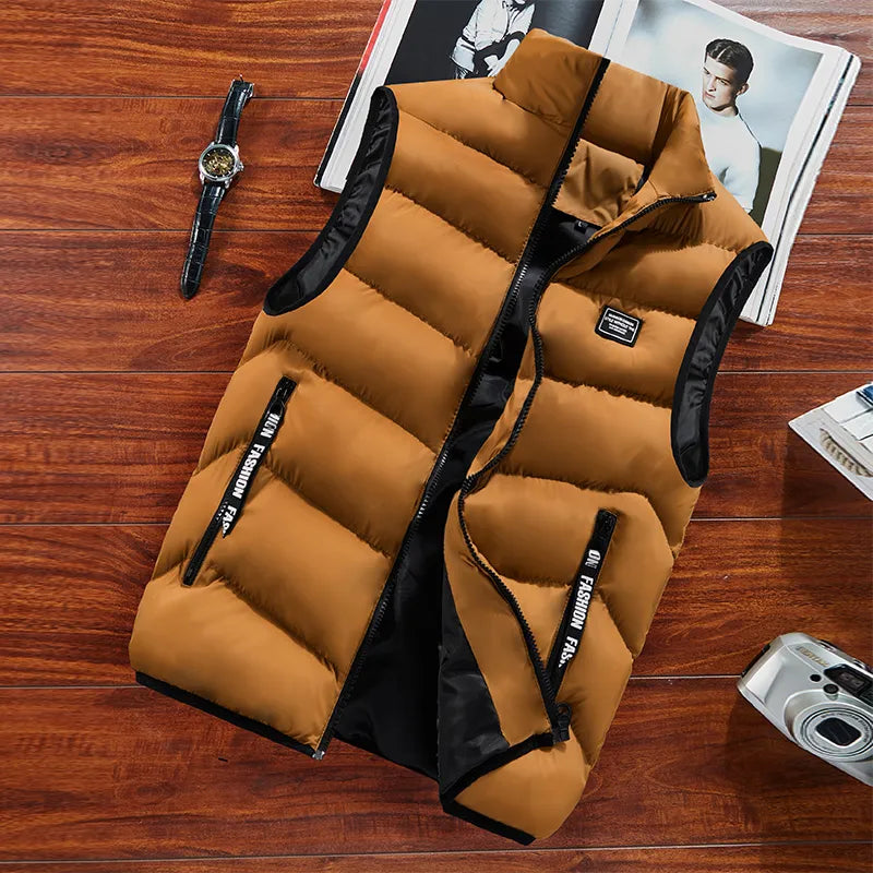 Men's Vest – Padded – Relaxed Fit – High Collar – Water-Repellent – Zipper Pockets