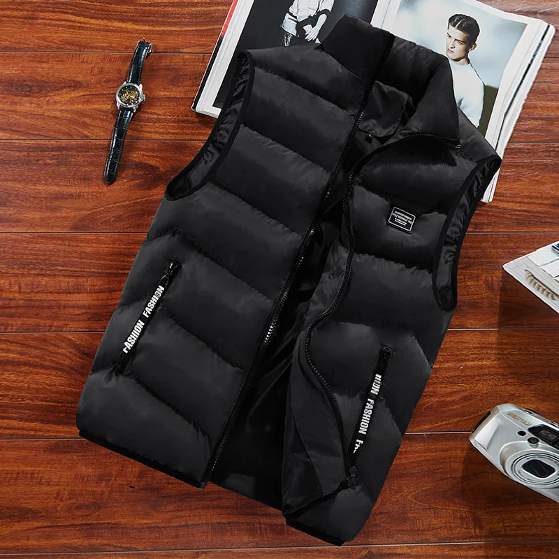 Men's Vest – Padded – Relaxed Fit – High Collar – Water-Repellent – Zipper Pockets