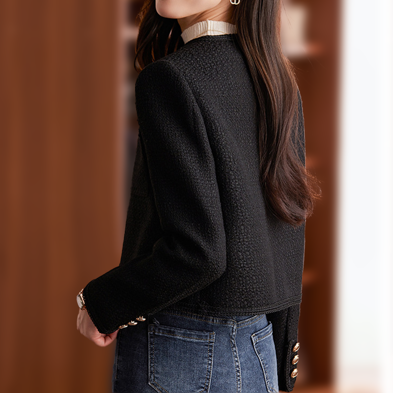 Women's Blazer – Tweed – Short Fit – Tailored Silhouette – Decorative Buttons