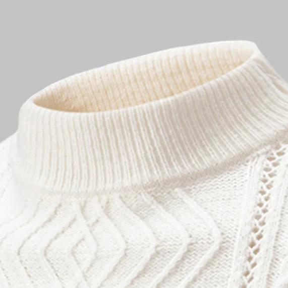 Men's Sweater – High Ribbed Turtleneck – Cable Knit Design – Soft and Warm