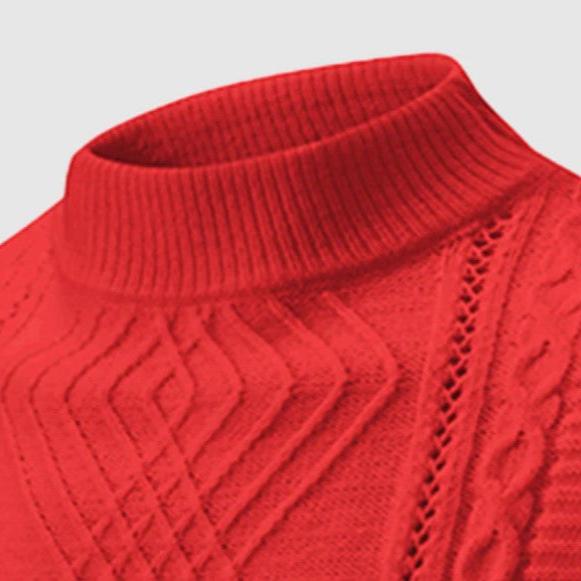 Men's Sweater – High Ribbed Turtleneck – Cable Knit Design – Soft and Warm
