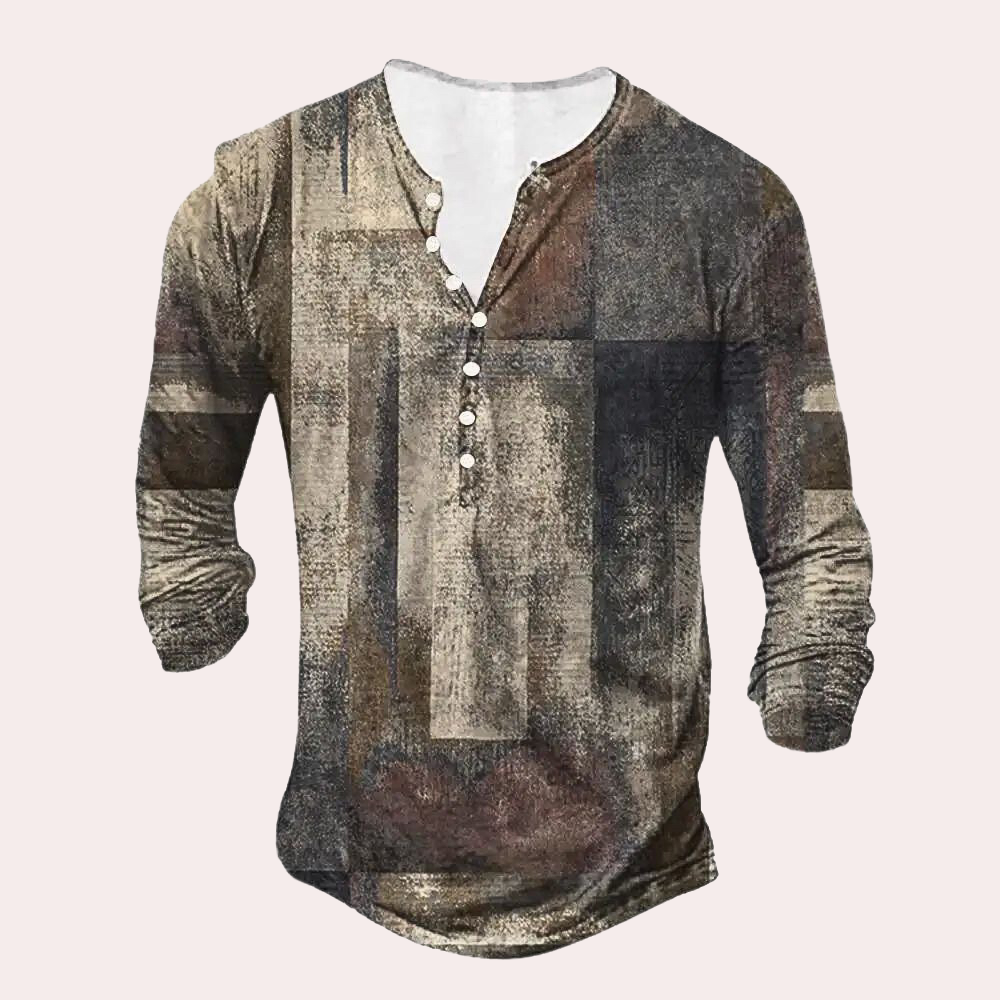 Men's Sweater – Regular Fit – Cotton Blend – Patch Look – Button Neck – Everyday Use