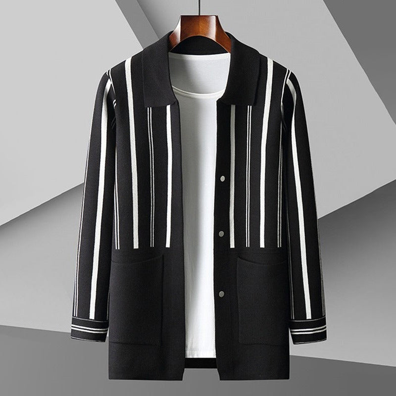 Men's Cardigan – Relaxed Fit – Wool Blend – Button Closure – With Pockets