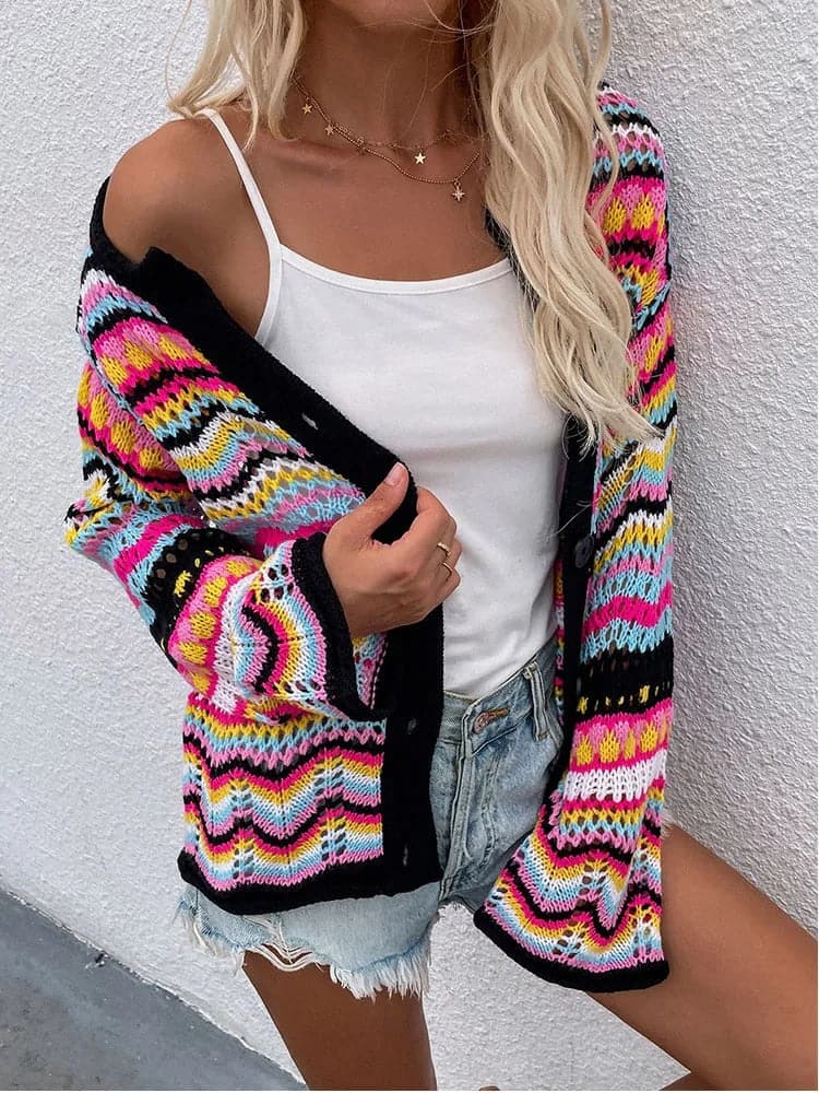 Jenny - Multicolored and Comfortable Spring Cardigan