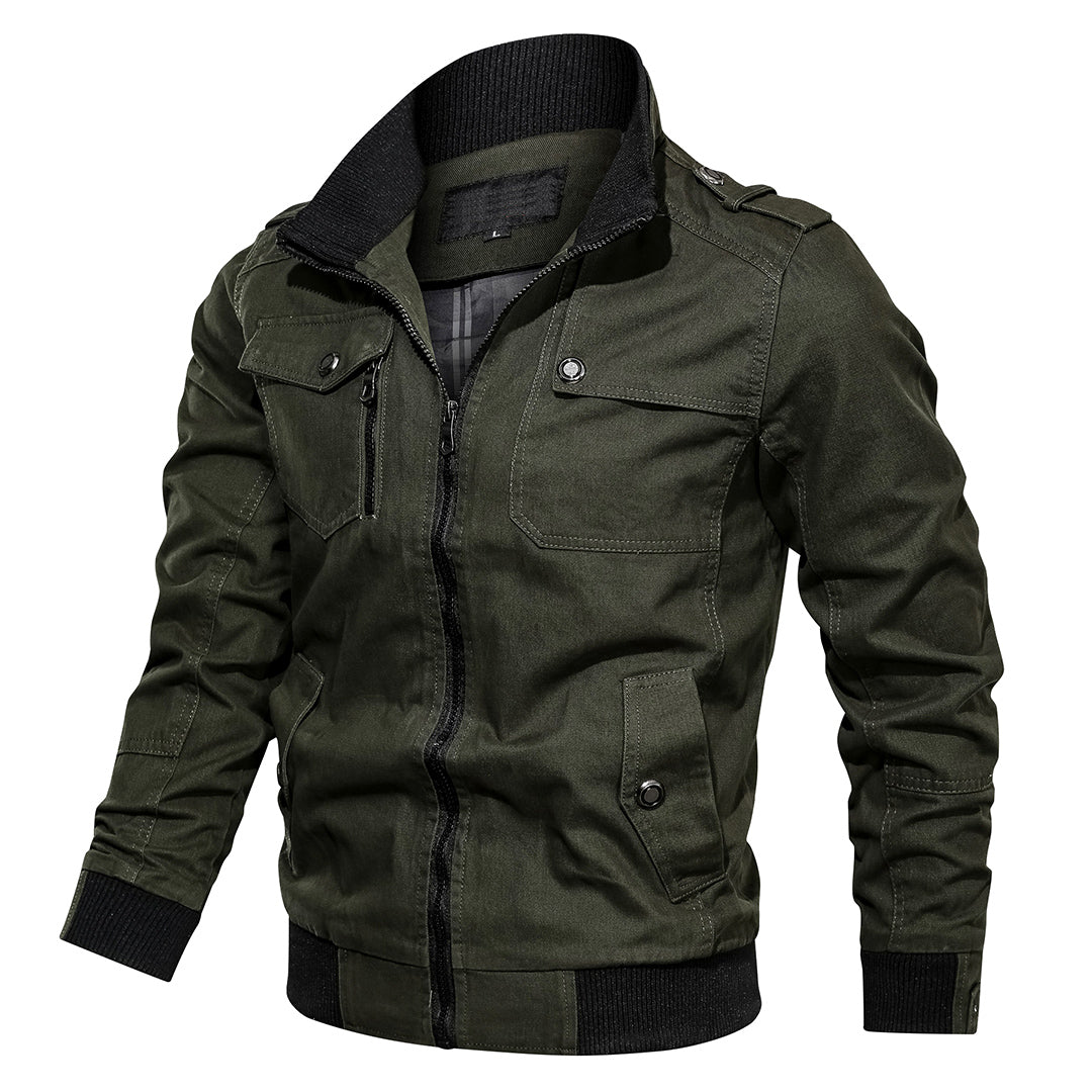 Men's Bomber Jacket – Regular Fit – Bomber Design with Ribbed Edges and Epaulettes – Multiple Pockets