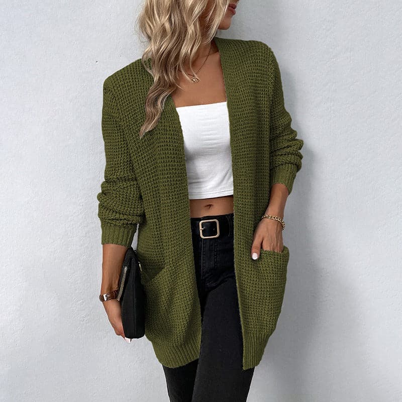 Women's Cardigan – Soft Knit – Relaxed Fit – Open Front – Pocket Details