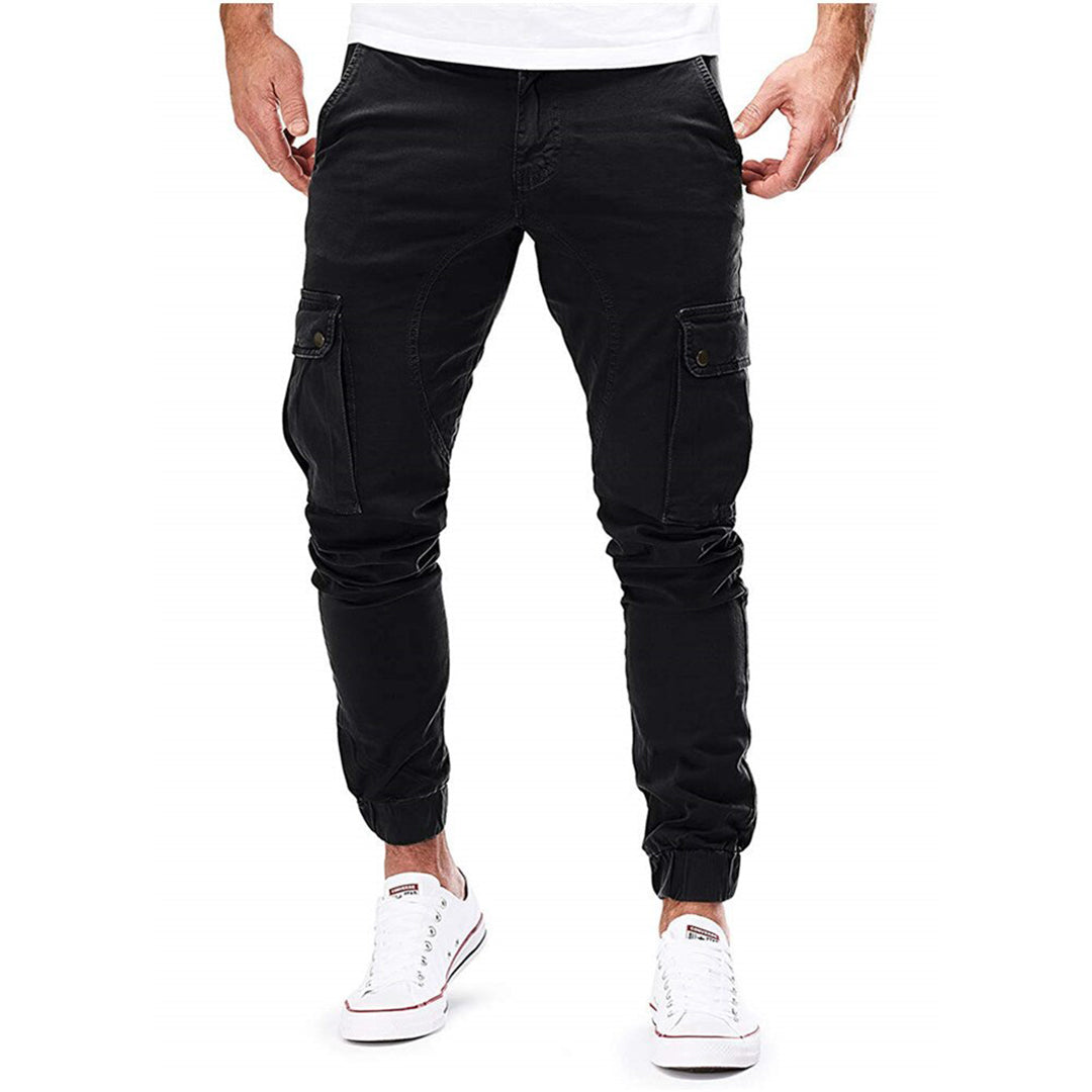 Men's Pants – Cargo Pants Slim Fit – Elastic Waist – Ribbed Cuffs – Multi-pocket Design