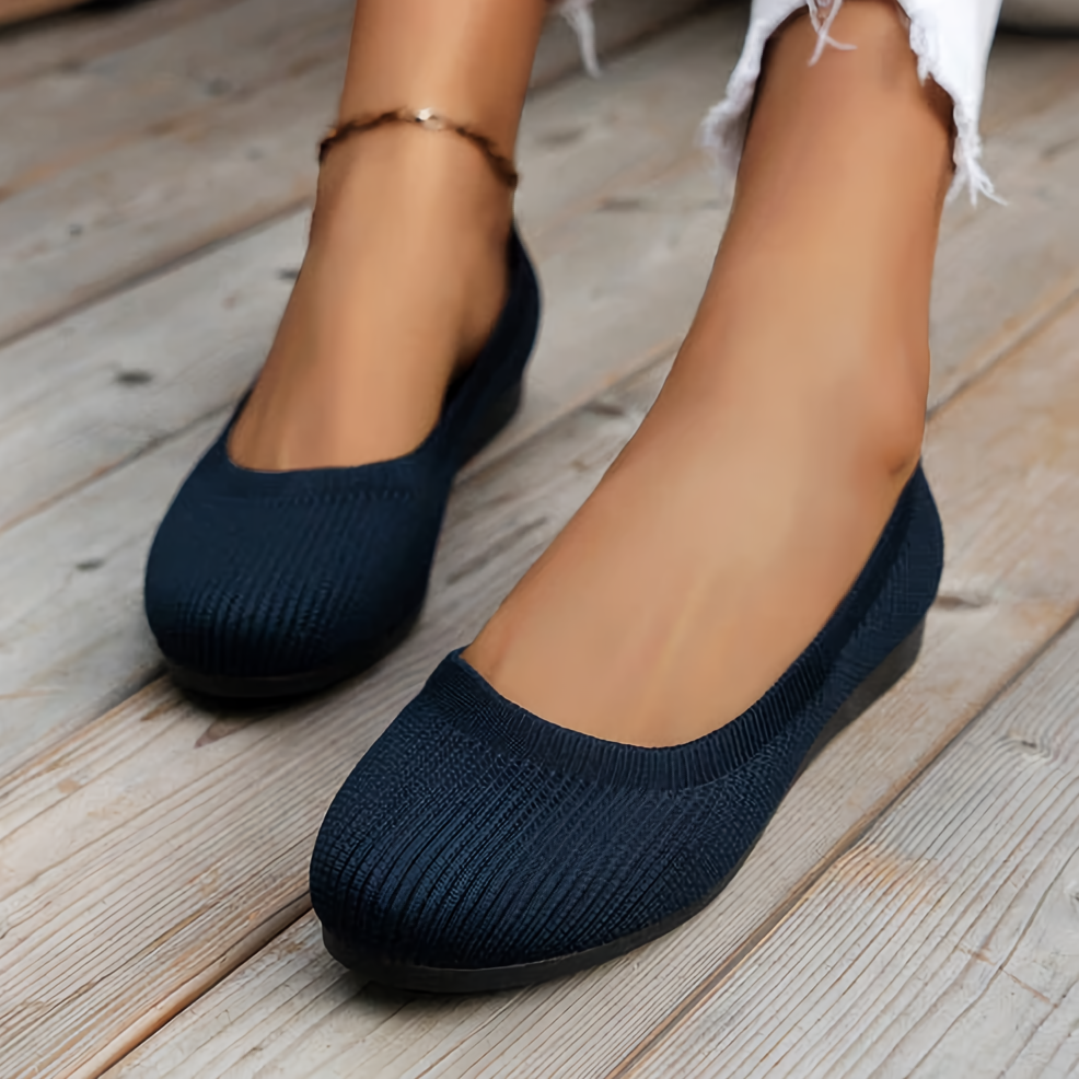Women's Ballet Flats – Knitted Upper – Breathable and Flexible – Cushioned Sole