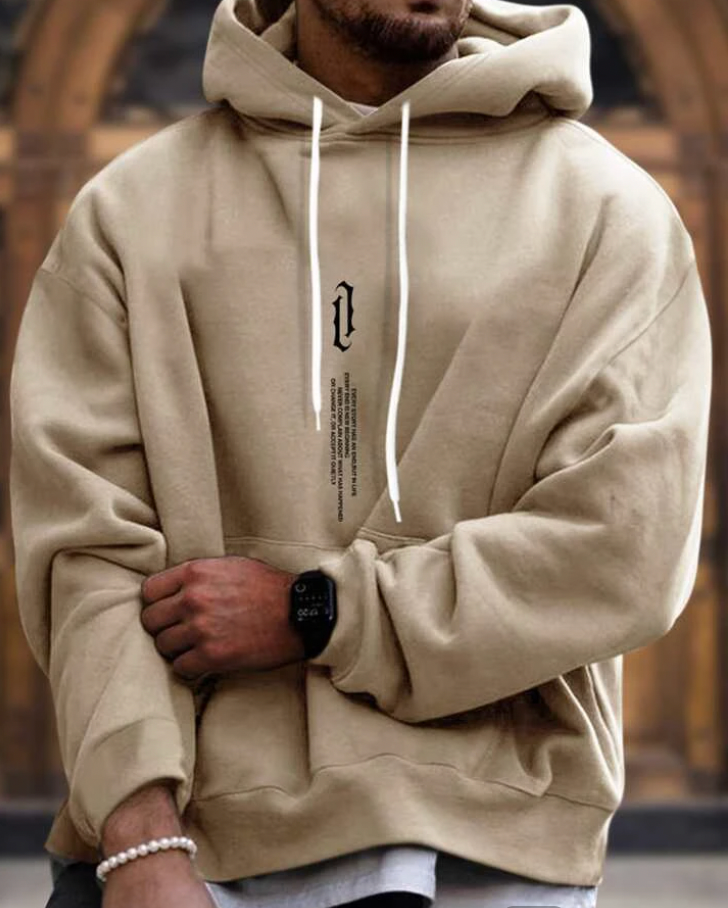 Men's Hoodie – Oversized Fit – Cotton Blend – Kangaroo Pocket – Ribbed Edges