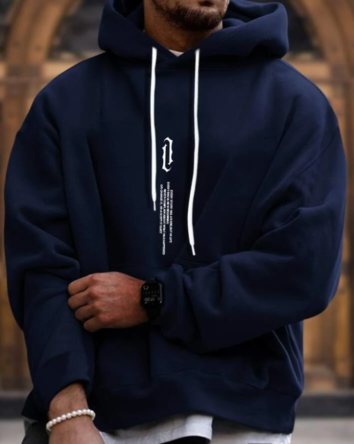 Men's Hoodie – Oversized Fit – Cotton Blend – Kangaroo Pocket – Ribbed Edges