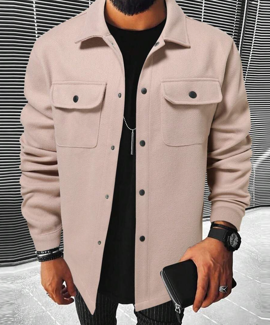 Men's Shirt Jacket - Wool Blend - Regular Fit - Button Closure - Chest Pockets