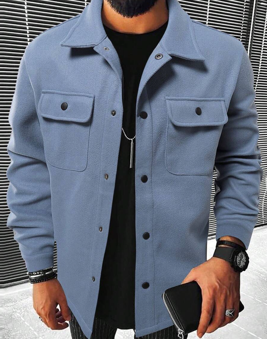 Men's Shirt Jacket - Wool Blend - Regular Fit - Button Closure - Chest Pockets