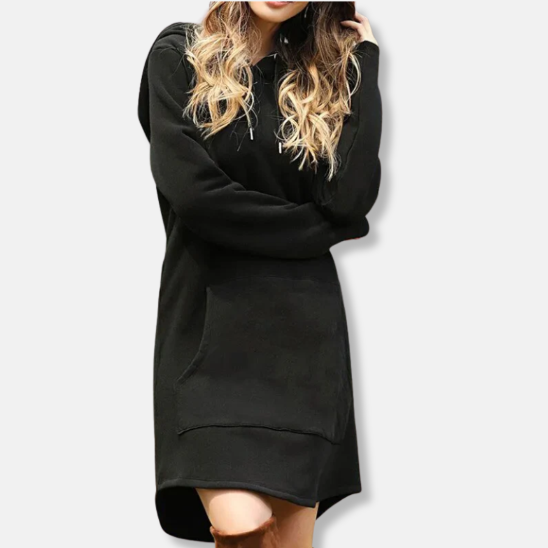 Women's Hoodie Dress – Relaxed Fit – Soft Cotton Blend – Long Sleeves