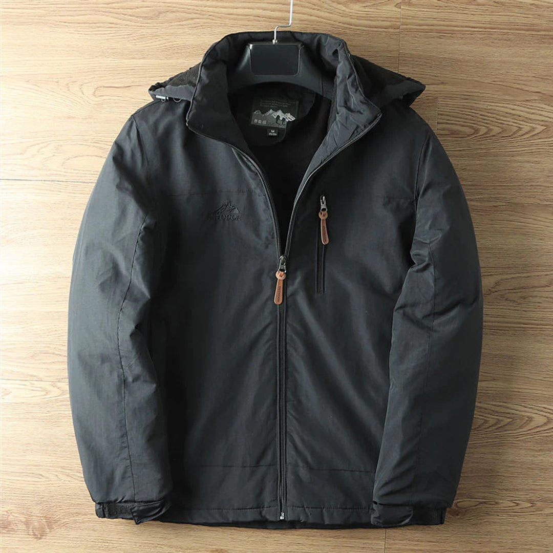 Men's Jacket – Standard Fit – Water-Repellent – Fleece-Lined – Hood – Zipper Pockets