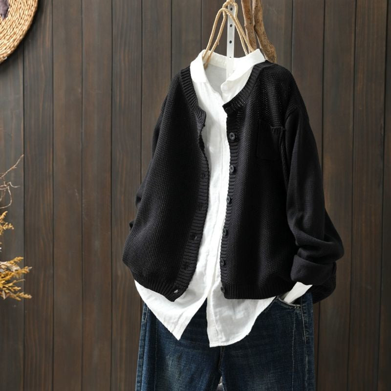 Women's Cardigan - Knitted Soft Quality - Relaxed Fit - Button Closure Long-Sleeved