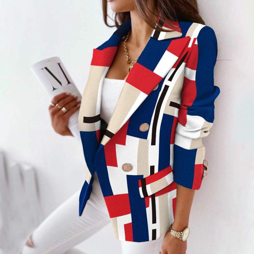 Women's Blazer – Tailored Fit – Check Pattern – Double-Breasted – Structured Design