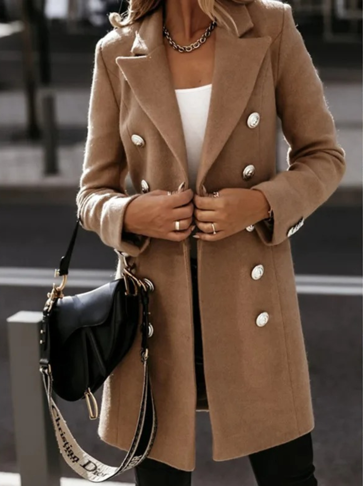 Women's Blazer – Tailored Fit – Double-Breasted – Luxurious Fabric – Mid-Length