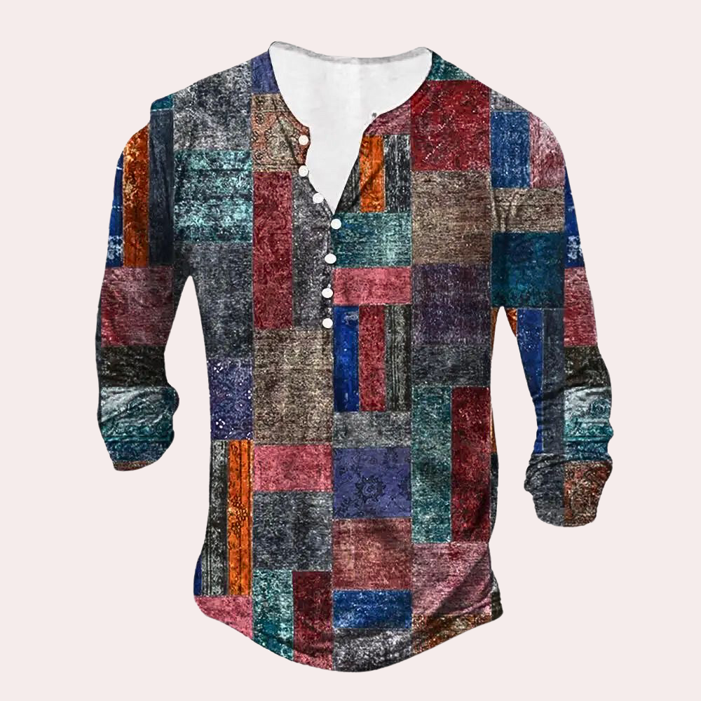 Men's Sweater – Regular Fit – Cotton Blend – Patch Look – Button Neck – Everyday Use