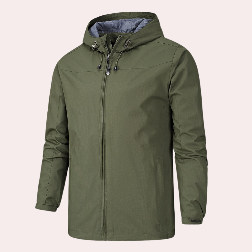 Men's Windbreaker – Lightweight – Regular Fit – Waterproof – With Hood and Zipper