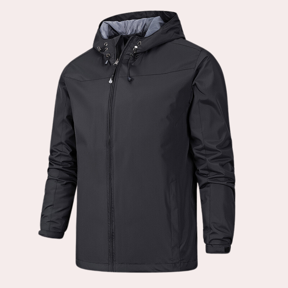 Men's Windbreaker – Lightweight – Regular Fit – Waterproof – With Hood and Zipper