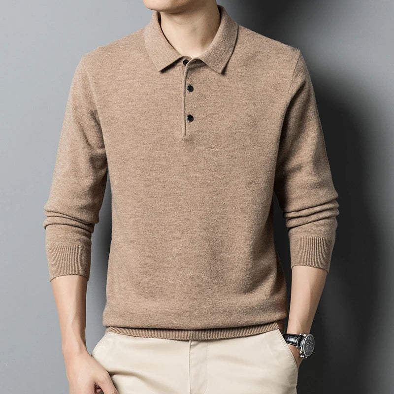 Men's Sweater with Polo Collar – Wool Blend – Regular Fit – Ribbed Edges – Three Buttons