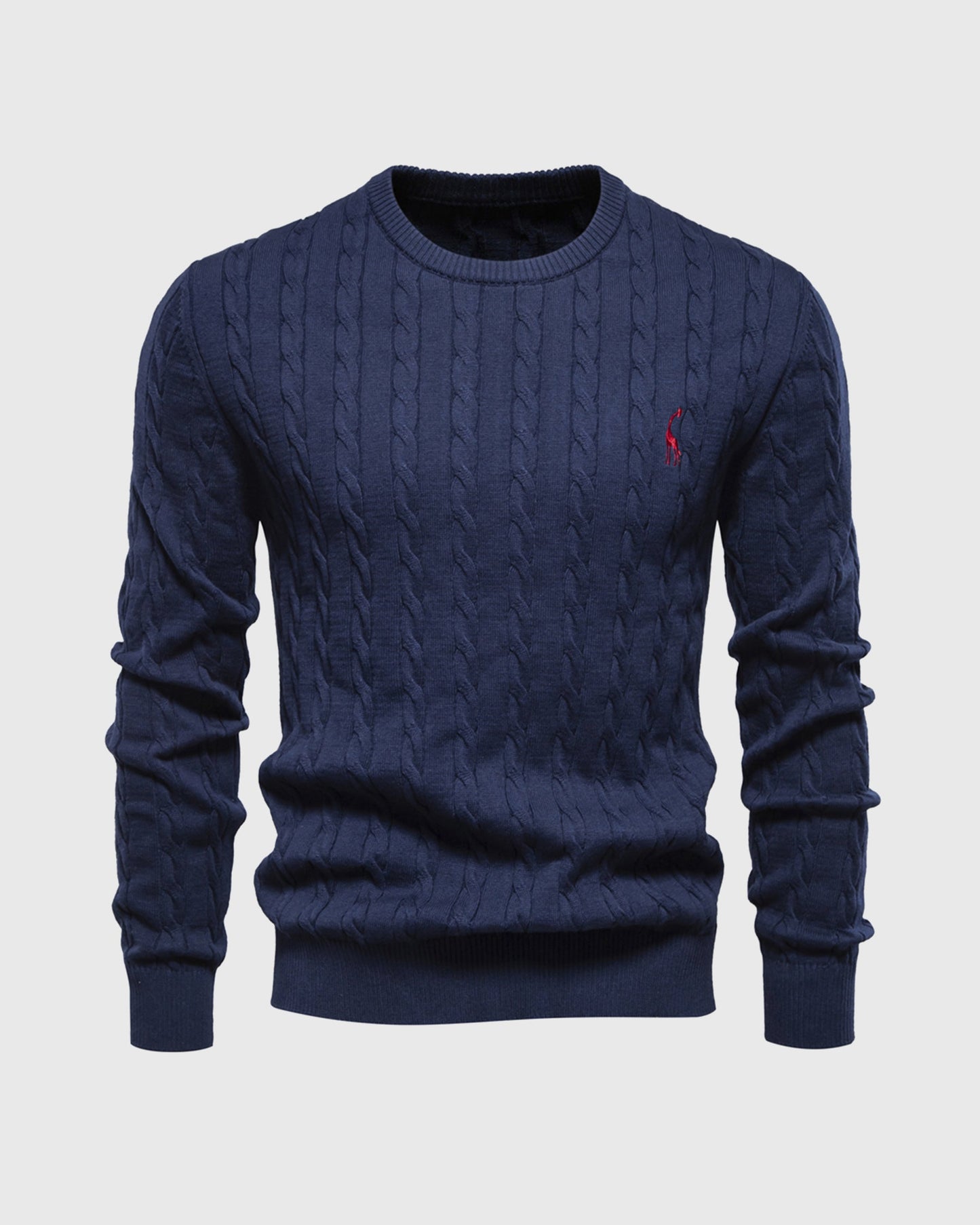 Men's Sweater – Cable Knit – Regular Fit – Ribbed Edges – Logo Detail