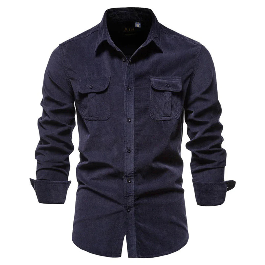 Men's Shirt – Regular Fit – Textured Corduroy – Buttons and Chest Pockets