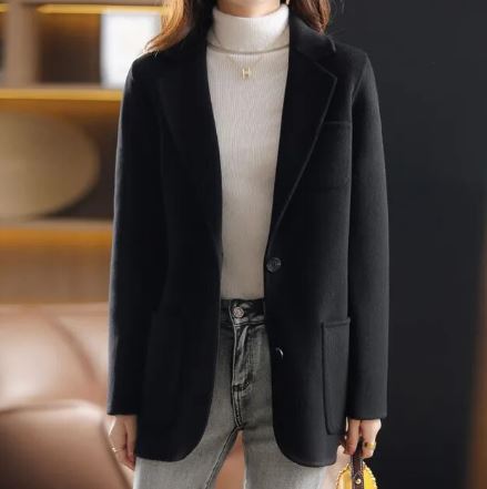 Elegant høst- og vinterblazer i tykket tweed for kvinner
