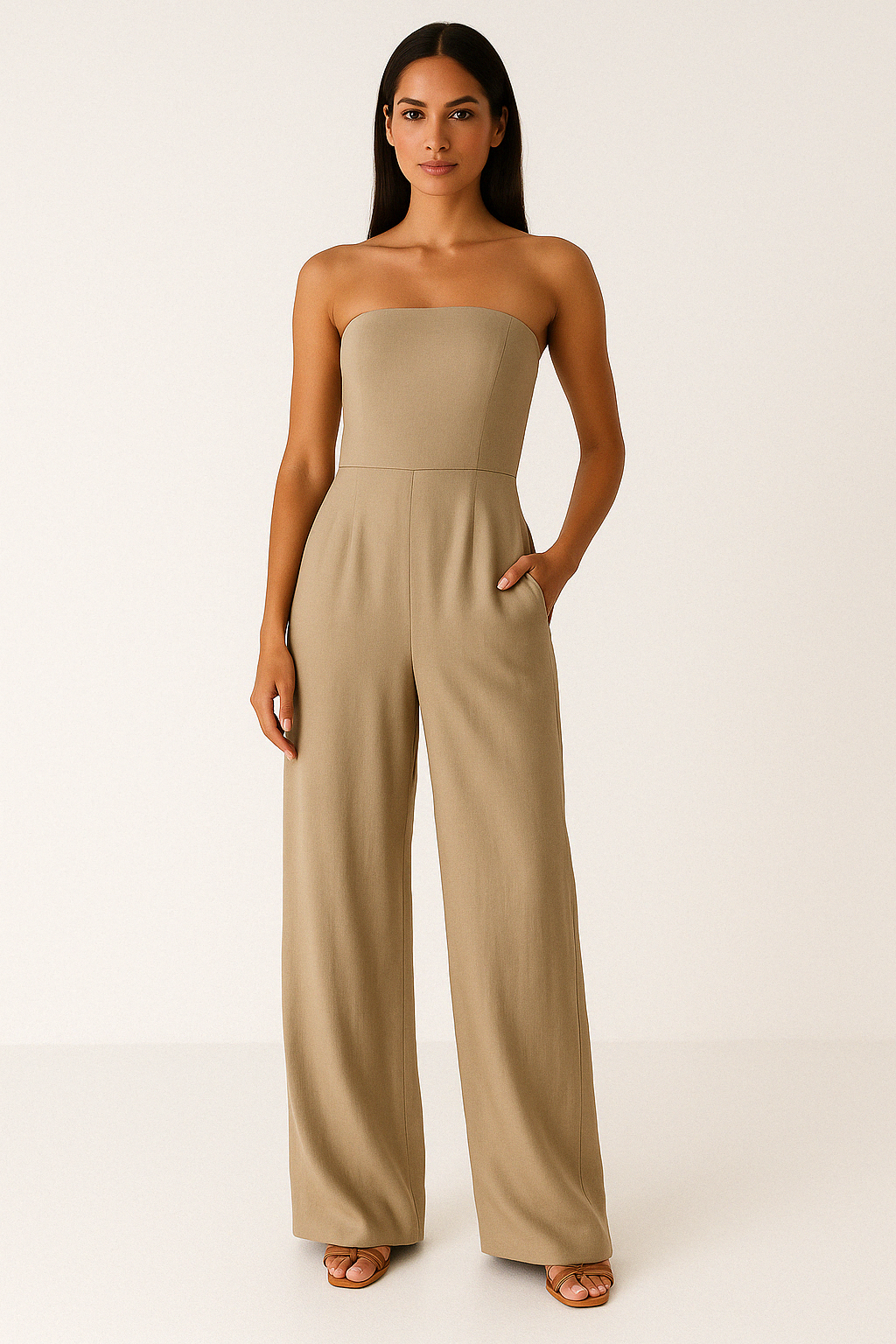Women's Pantsuit – Strapless – Wide Legs – Elegant Fit – Formal Use