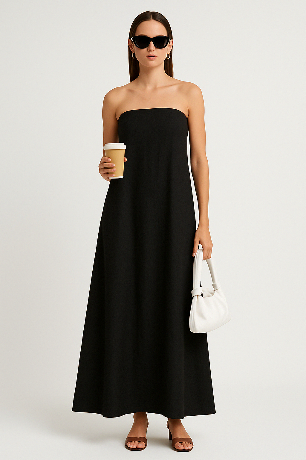 Women's Maxi Dress – Strapless – Cotton Linen Blend – Relaxed Fit – Backless